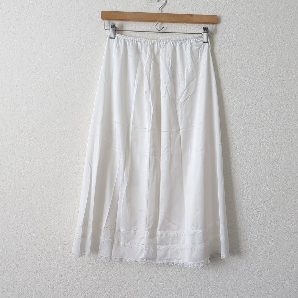 Vintage Women's‎ Pettiskirt Slip White Dixie Belle Lace Full Length Midi USA L - Picture 2 of 7